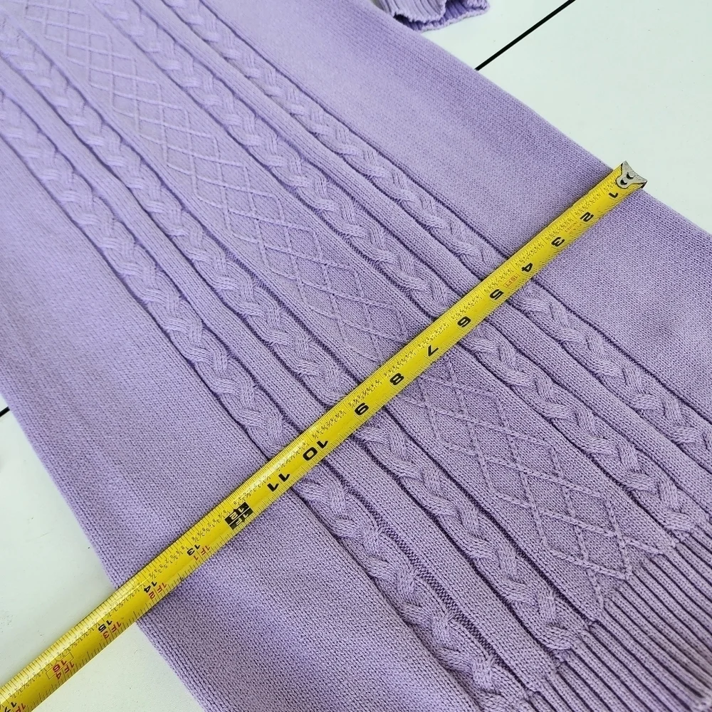 Miss Girls Lilac Purple Long Sleeve Dress Crew Neck Cotton Cable Knit 13- 14 Y